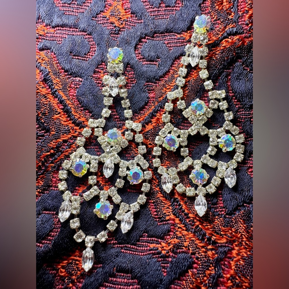 Silver Chandelier Earrings with Intricate Design